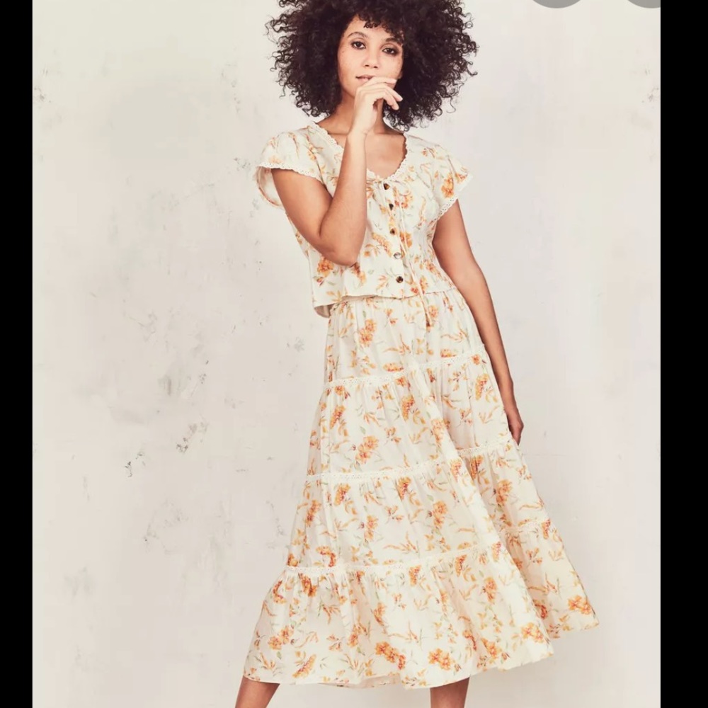 NWOT LoveShackFancy Lyla midi skirt